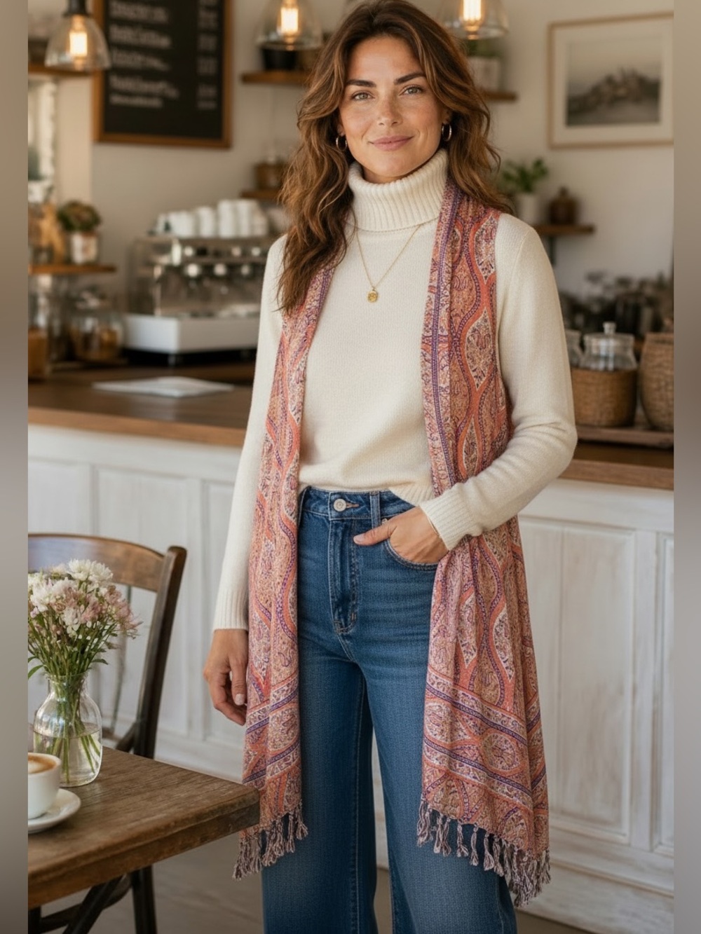 Soft Surroundings Long Boho Cardigan Sleeveless Artsy Fall